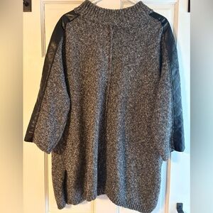 Ravel Charcoal Sweater with Black Leather Accents